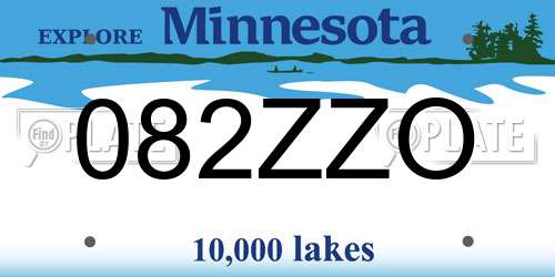 082ZZO Minnesota License Plate