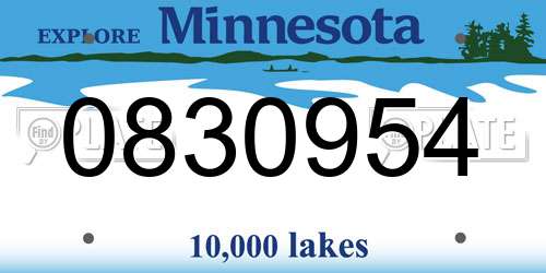 0830954 Minnesota License Plate