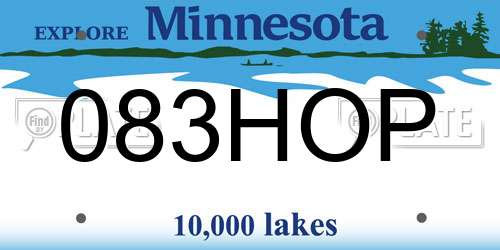 083HOP Minnesota License Plate