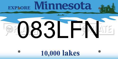 083LFN Minnesota License Plate