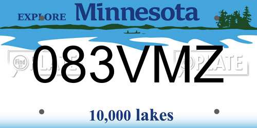 083VMZ Minnesota License Plate