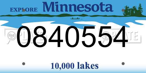 0840554 Minnesota License Plate