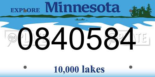 0840584 Minnesota License Plate