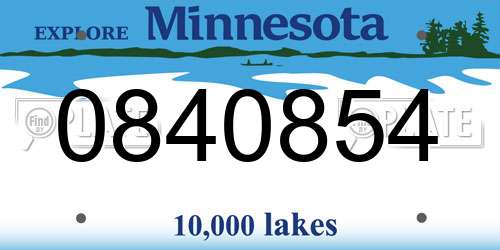 0840854 Minnesota License Plate