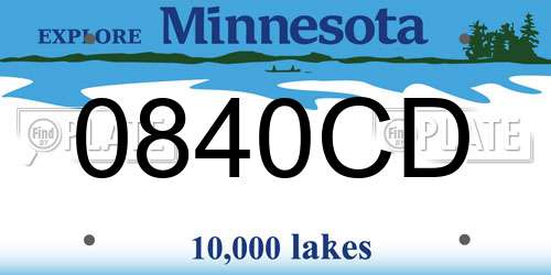 0840CD Minnesota License Plate