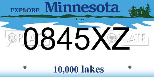 0845XZ Minnesota License Plate
