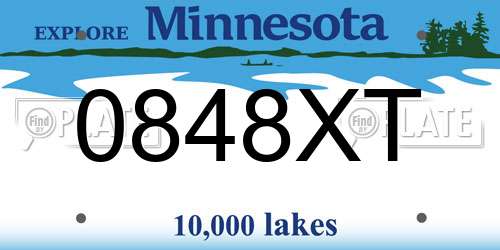0848XT Minnesota License Plate
