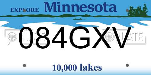 084GXV Minnesota License Plate