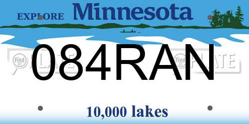084RAN Minnesota License Plate