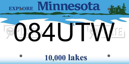 084UTW Minnesota License Plate