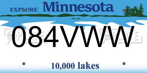 084VWW Minnesota License Plate