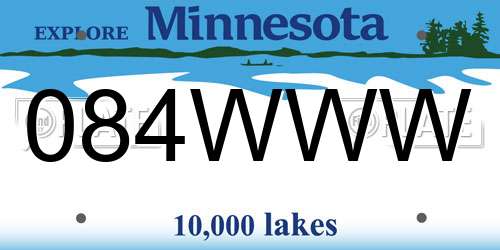 084WWW Minnesota License Plate