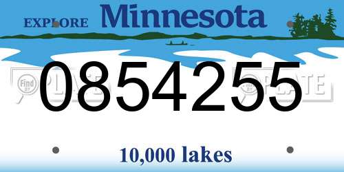 0854255 Minnesota License Plate