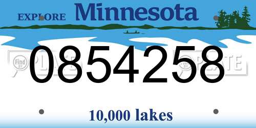0854258 Minnesota License Plate