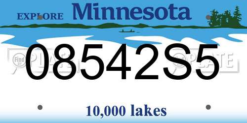 08542S5 Minnesota License Plate