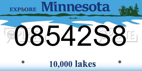 08542S8 Minnesota License Plate
