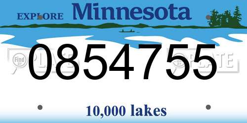 0854755 Minnesota License Plate