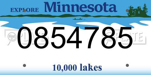 0854785 Minnesota License Plate