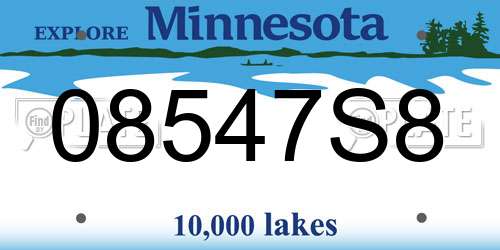 08547S8 Minnesota License Plate