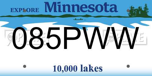 085PWW Minnesota License Plate