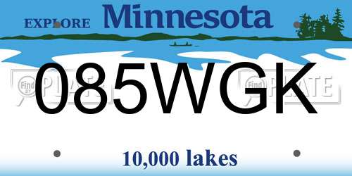 085WGK Minnesota License Plate