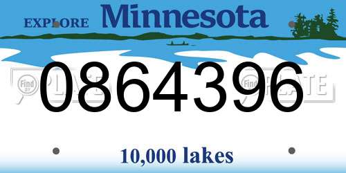 0864396 Minnesota License Plate