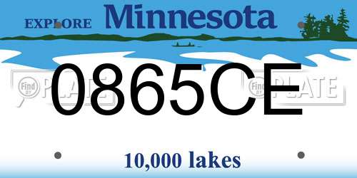 0865CE Minnesota License Plate