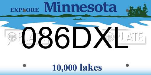 086DXL Minnesota License Plate