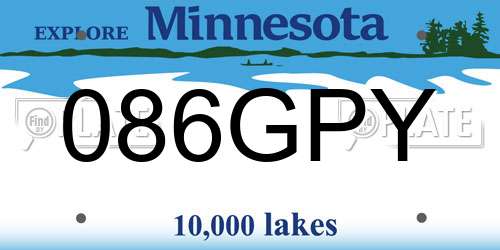 086GPY Minnesota License Plate