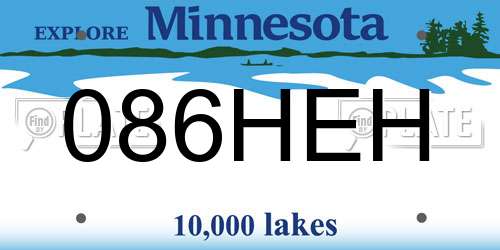 086HEH Minnesota License Plate