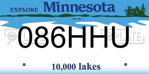 086HHU Minnesota License Plate