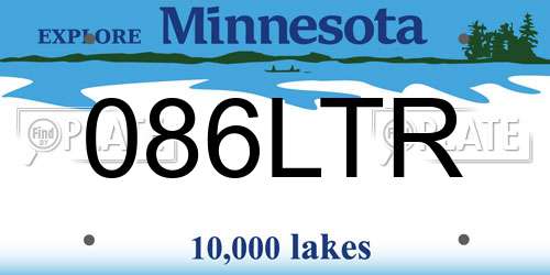 086LTR Minnesota License Plate