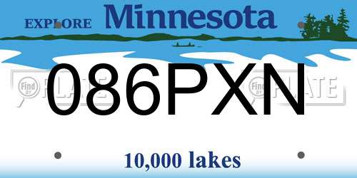 086PXN Minnesota License Plate