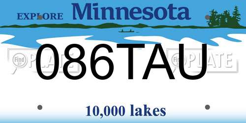 086TAU Minnesota License Plate