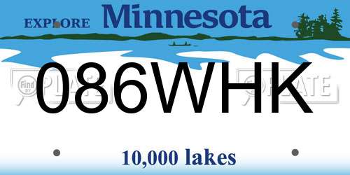 086WHK Minnesota License Plate