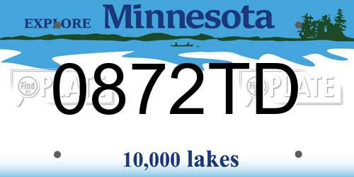 0872TD Minnesota License Plate