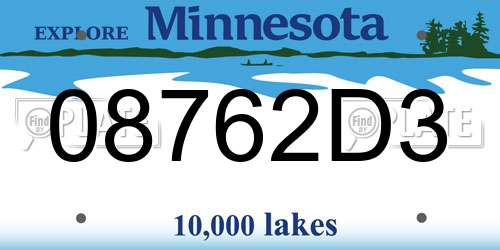 08762D3 Minnesota License Plate
