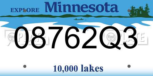 08762Q3 Minnesota License Plate