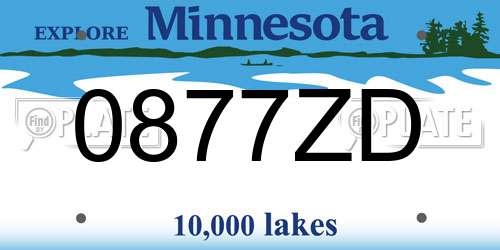 0877ZD Minnesota License Plate