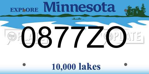 0877ZO Minnesota License Plate