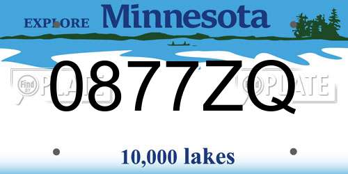 0877ZQ Minnesota License Plate