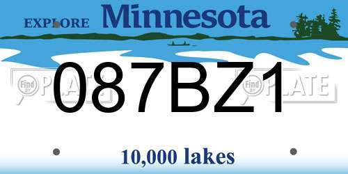087BZ1 Minnesota License Plate