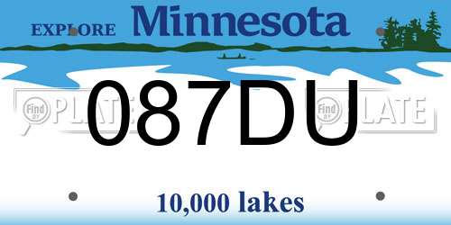 087DU Minnesota License Plate