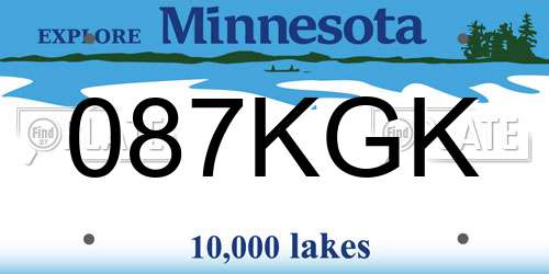 087KGK Minnesota License Plate