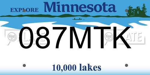 087MTK Minnesota License Plate