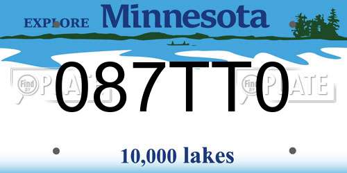 087TT0 Minnesota License Plate
