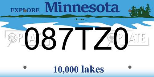 087TZ0 Minnesota License Plate