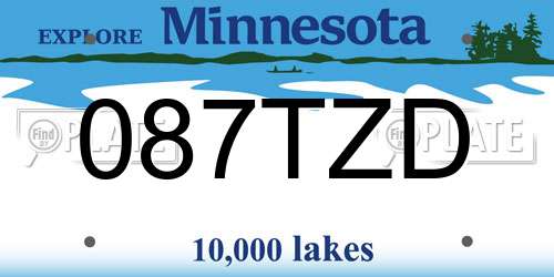 087TZD Minnesota License Plate