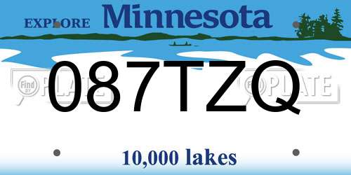 087TZQ Minnesota License Plate