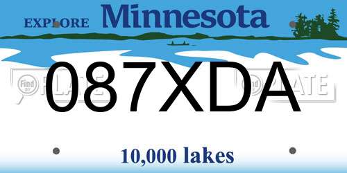 087XDA Minnesota License Plate
